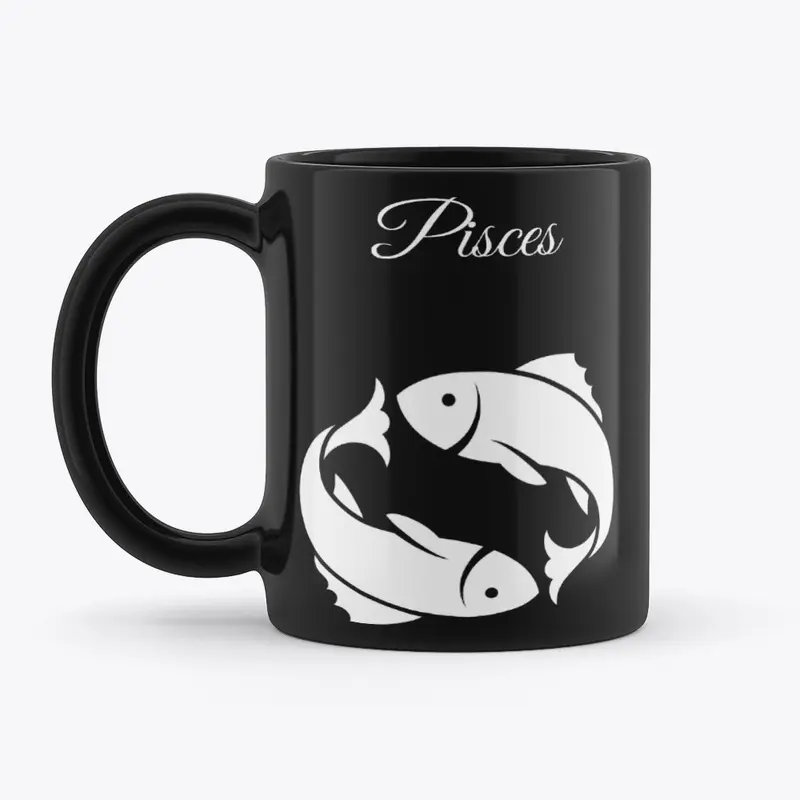 Zodiac Sign Pisces Black Mug