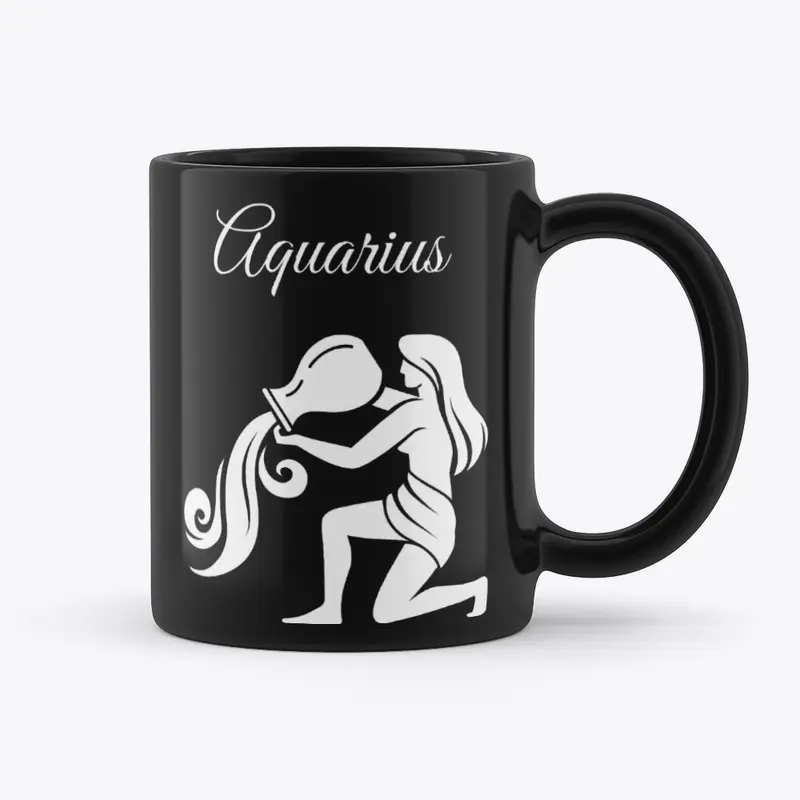 Zodiac Sign Aquarius Black Mug