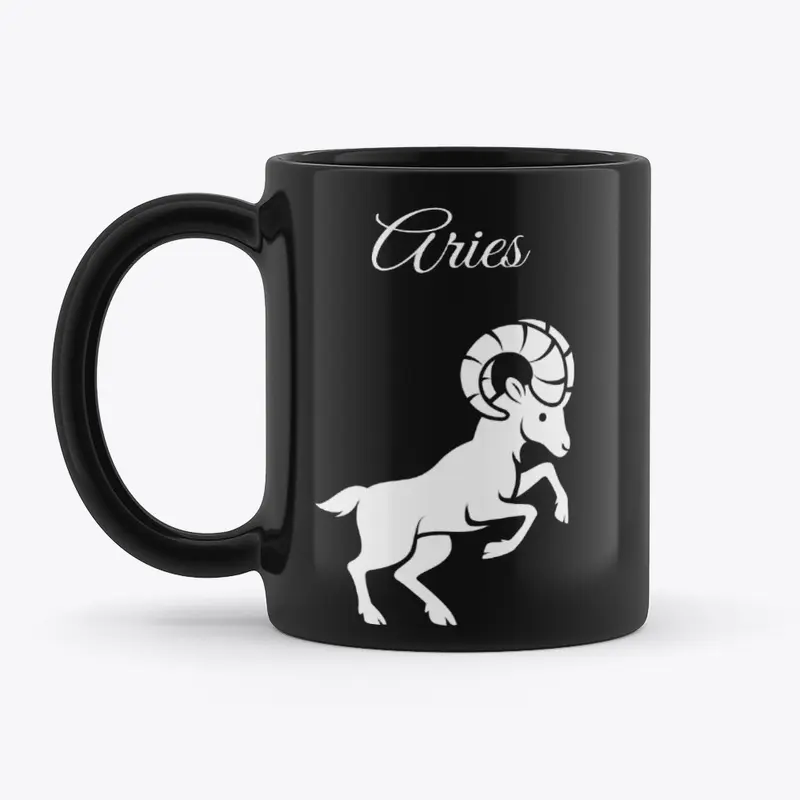 Zodiac Sign Aries Black Mug